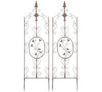 CLP Jeu de 2 treillages Burgus en Fer I Support pour Plantes grimpantes de Style Rustique, Couleur:Marron Antique