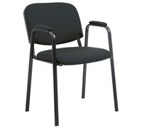 CLP Ken Pro I Chaise de conférence empilable avec housse en tissu et accoudoirs Noir