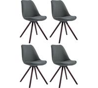 CLP Kit de 4 chaises visiteurs Toulouse Tissu Rond avec assise rembourrée et pieds en bois ronds,marron cappuccino
