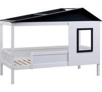 CLP Lit de bébé Tessa En pin avec toit et fenêtre,blanc/gris