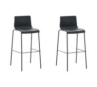 CLP Lot 2 Tabourets De Bar Assise en Plastique I Chaise Haute De Bar avec Dossier Et Repose-Pieds I Piètement en Métal, Couleur:Noir, Couleur du Cadre:Noir