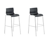 CLP Lot 2 Tabourets De Bar Assise en Plastique I Chaise Haute De Bar avec Dossier Et Repose-Pieds I Piètement en Métal, Couleur:Noir, Couleur du Cadre:Chrome
