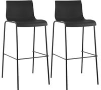 CLP Lot 2 Tabourets De Bar Assise en Plastique I Chaise Haute De Bar avec Dossier Et Repose-Pieds I Piètement en Métal, Couleur:Noir, Couleur du Cadre:Noir