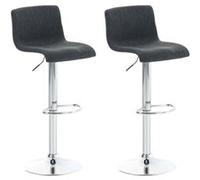 CLP Lot 2 tabourets de bar Hoover tissu hauteur réglable Piètement Métal chromé , Gris foncé/Chrome Gris foncé