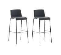 CLP Lot 2 Tabourets de dar Hover Tissu, Hauteur Assise 76 cm, Couleur:Gris foncé, Couleur du Cadre:Noir