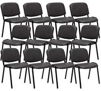 CLP Lot de 12 Chaises Visiteur Empilable Ken Similicuir I Chaise De Reception Confortable avec Dossier Pieds en Métal Robuste I Couleur:, Couleur:Gris