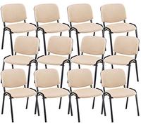 CLP Lot de 12 Chaises Visiteur Empilable Ken Tissu I Chaise De Reception Confortable avec Dossier Pieds en Métal Robuste I Couleur:, Couleur:crème