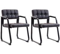 CLP Lot De 2 Chaises Canada en Similicuir I Sièges avec Piètement en Métal Noir I Accoudoirs Et Dossier Ajouré, Couleur:Noir