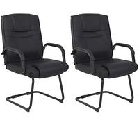 CLP Lot De 2 Chaises Cantilever Attila en Similicuir avec Accoudoirs I Fauteuil Oscillant avec Pičtement Luge Métal Chromé I Charge 180 Kg, Couleur:Noir/Noir