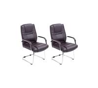 CLP Lot de 2 Chaises Cantilever Attila en Similicuir avec accoudoirs , Marron
