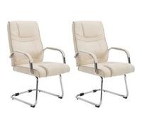 CLP Lot de 2 Chaises Cantilever Attila en tissu avec accoudoirs , Crème Crème G