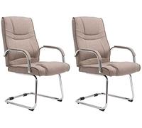 CLP Lot De 2 Chaises Cantilever Attila en Tissu avec Accoudoirs I Fauteuil Oscillant avec Piètement Luge Métal Chromé I Charge 180 Kg, Couleur:Taupe