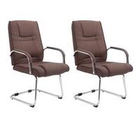 CLP Lot de 2 Chaises Cantilever Attila en tissu avec accoudoirs , Marron