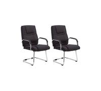 CLP Lot de 2 Chaises Cantilever Attila en tissu avec accoudoirs , Noir Noir