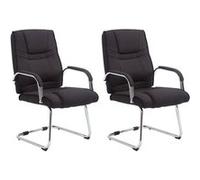 CLP Lot de 2 Chaises Cantilever Attila en tissu avec accoudoirs , Noir Noir