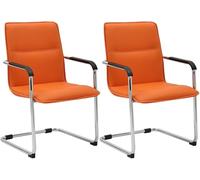 CLP Lot de 2 chaises Cantilever avec accoudoirs Seattle, chaises de Salle à Manger Modernes rembourrées avec revêtement en Simili-Cuir Couleur:Orange