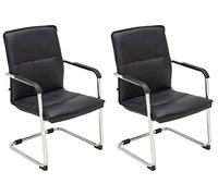Lot de 2 Chaises Seattle Similicuir I Chaise Design avec Piétement Luge I Assise Dossier Et Accoudoirs Rembourrés I Confortable Ergonomique, Couleur:Noir