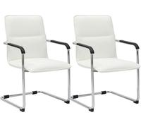 CLP Lot de 2 Chaises de visiteur Seattle similicuir , Blanc Blanc