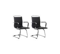 CLP Lot de 2 Chaises cantilever Balve avec piètement Luge en métal , Noir /Similicuir