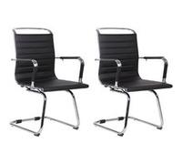 CLP Lot de 2 Chaises cantilever Balve avec piètement Luge en métal , Noir /Similicuir