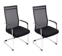 CLP Lot de 2 Chaises cantilever Brenda avec revétement en maille et Pied luge en métal , Noir