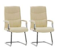 CLP Lot de 2 Chaises Cantilever Caro en Similicuir avec accoudoirs , Crème