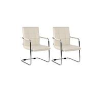 CLP Lot de 2 Chaises Cantilever Gandia en Similicuir et pieds en Métal , Crème/Chrome