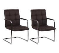 CLP Lot de 2 Chaises Cantilever Gandia en Similicuir et pieds en Métal , Marron/Chrome Marron G
