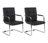CLP Lot de 2 Chaises Cantilever Gandia en Similicuir et pieds en Métal , Noir /Chrome