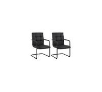 CLP Lot de 2 Chaises Cantilever Gandia en Similicuir et pieds en Métal , Noir /Noir