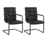 CLP Lot de 2 Chaises Cantilever Gandia en Similicuir et pieds en Métal , Noir /Noir noir G