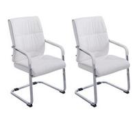 CLP Lot de 2 Chaises Cantilever XXL Anu n Similicuir avec accoudoirs , Blanc Blanc G