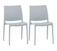 CLP Lot De 2 Chaises D'Extérieur Empilables Maya en Plastique I Chaise De Balcon Résistante Aux UV, Couleur:Gris Clair
