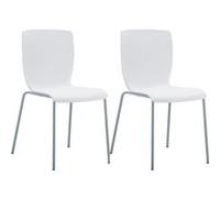CLP Lot de 2 chaises de jardin empilables Mio en plastique avec pieds en aluminium , Blanc Blanc G