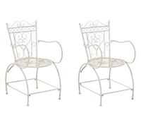 CLP Lot De 2 Chaises De Jardin en Fer Sheela I avec Dossier Accoudoirs Et Repose-Pieds I Design Antique | Couleur crème Antique