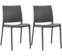 CLP Lot de 2 chaises de Jardin Meton avec Dossier, empilables, resistantes aux intemperies, resistantes aux UV | Couleur Gris foncé