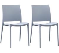CLP Lot de 2 chaises de Jardin Meton avec Dossier, empilables, resistantes aux intemperies, resistantes aux UV | Couleur Gris Clair