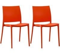 CLP Lot de 2 chaises de Jardin Meton, empilables en Plastique, faciles à Entretenir, résistantes UV, 150 kg Max, Couleur:Orange