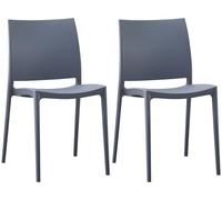 CLP Lot de 2 chaises de Jardin Meton, empilables en Plastique, faciles à Entretenir, résistantes UV, 150 kg Max, Couleur:Gris