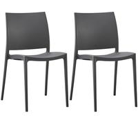 CLP Lot de 2 chaises de Jardin Meton, empilables en Plastique, faciles à Entretenir, résistantes UV, 150 kg Max, Couleur:Gris foncé