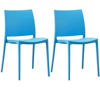 CLP Lot de 2 chaises de Jardin Meton, empilables en Plastique, faciles à Entretenir, résistantes UV, 150 kg Max, Couleur:Bleu
