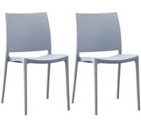 CLP Lot de 2 chaises de Jardin Meton, empilables en Plastique, faciles à Entretenir, résistantes UV, 150 kg Max, Couleur:Gris Clair