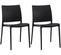 CLP Lot de 2 chaises de Jardin Meton, empilables en Plastique, faciles à Entretenir, résistantes UV, 150 kg Max, Couleur:Noir