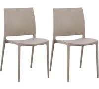 CLP Lot de 2 chaises de Jardin Meton empilables et resistantes aux intemperies, accoudoirs, Plastique Resistant aux UV, Charge Max 150 kg Couleur:Taupe