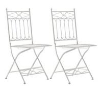 CLP Lot de 2 Chaises de jardin pliables Asina en fer forgé , Blanc antique