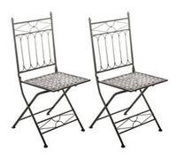 CLP Lot de 2 Chaises de jardin pliables Asina en fer forgé , Bronze Bronze G