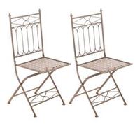 Lot 2 Chaises De Jardin Pliables En Métal Marron Antique Marron