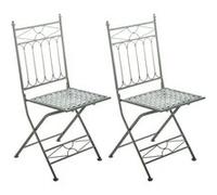 CLP Lot de 2 Chaises de jardin pliables Asina en fer forgé , Vert antique Vert G