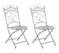 CLP Lot de 2 Chaises de jardin pliables Indra en fer forgé , Vert antique Vert