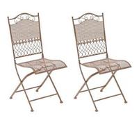 CLP Lot de 2 chaises de jardin pliables Kiran en fer , Marron antique Marron